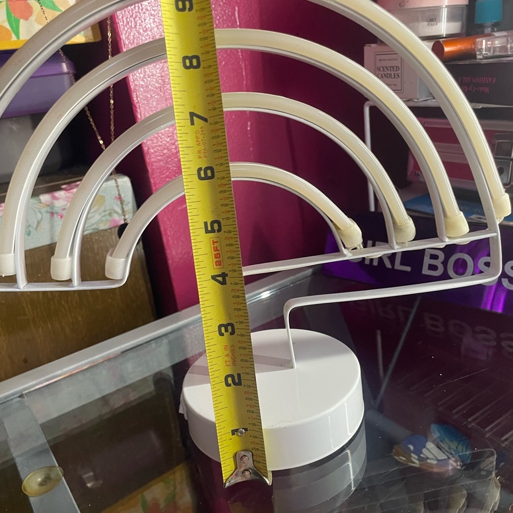 Fancy standing rainbow led light, cordless, and battery powered.